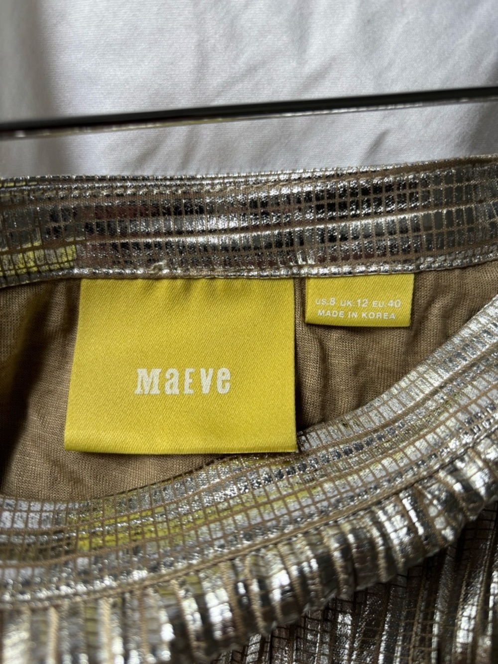 Maeve by Anthropologie Metallic Pleated Midi Skirt Art Deco 8 - Picture 6 of 7